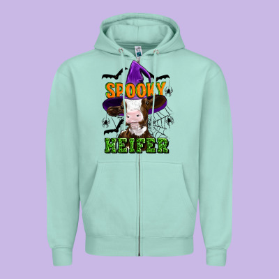 Spooky Heifer Halloween Zipper Hoodie Designed By Artiststas