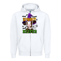 White Spooky heifer halloween Zipper Hoodie - Artiststas