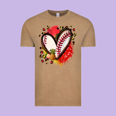 Fruits And Baseball Heart Vintage Tee Designed By Zillion Design Studio
