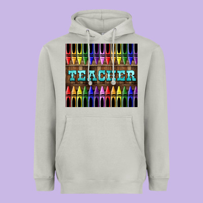 Teacher Crayons Heavyweight Hoodie Designed By Lillyallendesigns