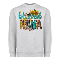 Heather Grey blessed nana with sunflowers Heavyweight Sweatshirt - texasbilliewilder