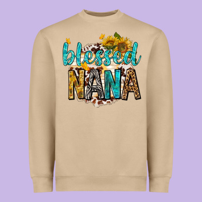 Blessed Nana With Sunflowers Heavyweight Sweatshirt Designed By Texasbilliewilder