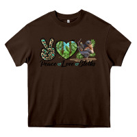 Chocolate Brown Peace Love Sloths Heavy Core Tee - LillyAllenDesigns
