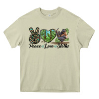 Mossy Peace Love Sloths Heavy Core Tee - LillyAllenDesigns