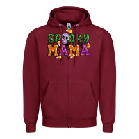 Burgundy Spooky mama Zipper Hoodie - Artiststas