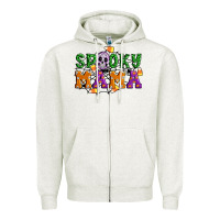Oatmeal Heather Spooky mama Zipper Hoodie - Artiststas
