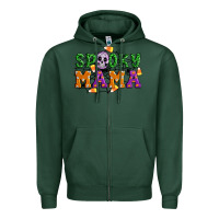 Sports Green Spooky mama Zipper Hoodie - Artiststas