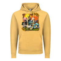 Vintage Mustard farm truck with farm animals Vintage Hoodie - texasbilliewilder