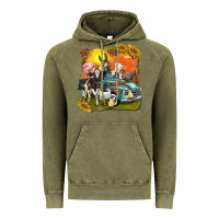 Vintage Olive farm truck with farm animals Vintage Hoodie - texasbilliewilder