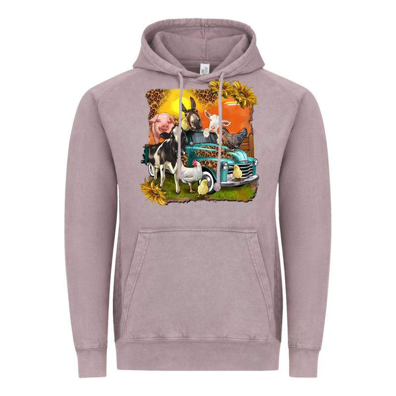 Farm Truck With Farm Animals Vintage Hoodie by texasbilliewilder | Teevron