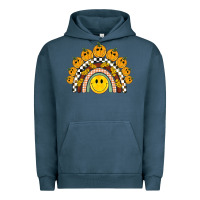 Pigment Midnight Navy fall smiley face groovy rainbow Urban Hoodie - BarkalooDesign