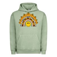 Pigment Oil Green fall smiley face groovy rainbow Urban Hoodie - BarkalooDesign