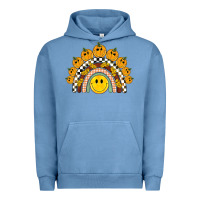 Pigment Pebble Blue fall smiley face groovy rainbow Urban Hoodie - BarkalooDesign