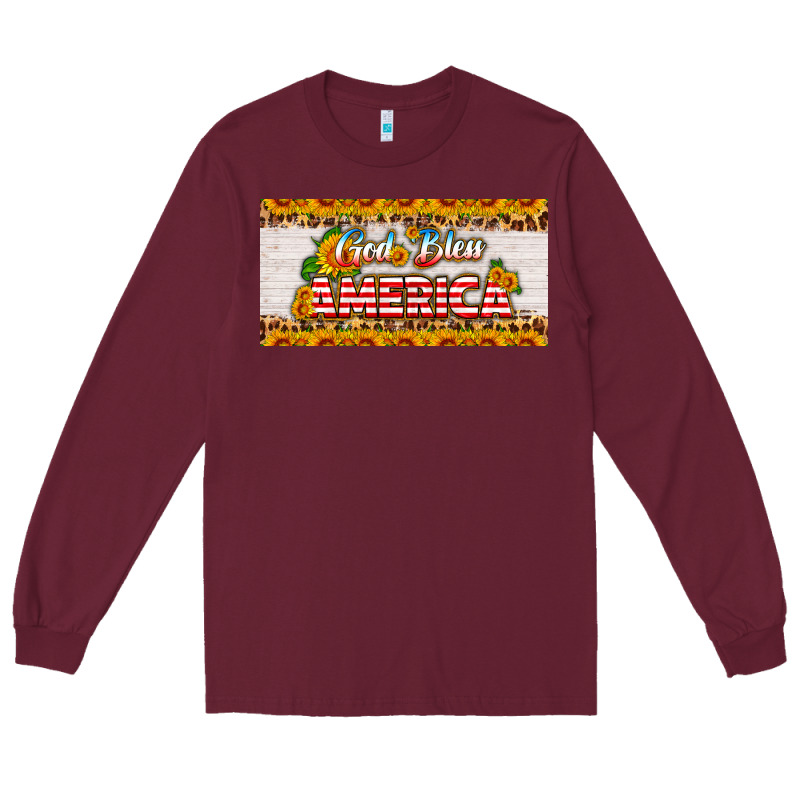 God Bless America Sunflower License Plate Long Sleeve Tee by HRA Design Shop | Teevron