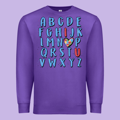 Alphabet Autism Awareness Premium Sweatshirt Designed By Maliassmallbusiness