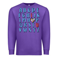 Purple alphabet autism awareness Premium Sweatshirt - MaliasSmallBusiness