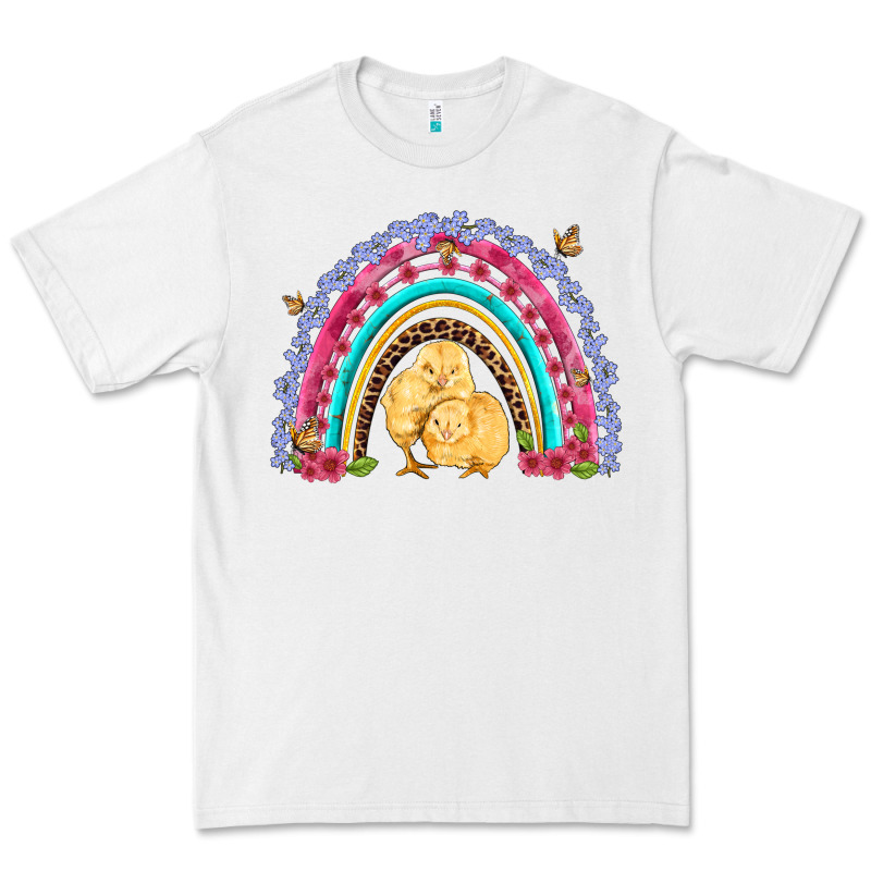 Easter Flowers And Butterfly With Chicks Rainbow Premium Tee by Artiststas | Teevron
