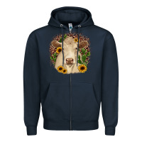 Navy charolais leopard cactus sunflower Zipper Hoodie - JahusDesignShop