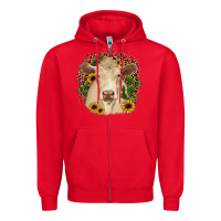 Red charolais leopard cactus sunflower Zipper Hoodie - JahusDesignShop