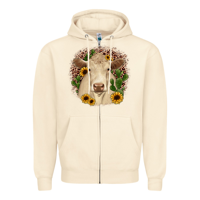 Charolais Leopard Cactus Sunflower Zipper Hoodie by JahusDesignShop | Teevron