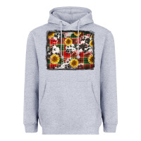 Heather Grey cowhide sunflowers candy canes Heavyweight Hoodie - Jasminsmagicworld