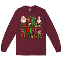 Burgundy christmas spirit activate Long Sleeve Tee - FaDigitalArtStudio