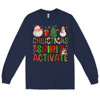 Navy christmas spirit activate Long Sleeve Tee - FaDigitalArtStudio