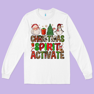 Christmas Spirit Activate Long Sleeve Tee Designed By Fadigitalartstudio