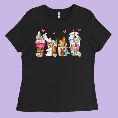 Easter Coffee Cups Ladies Tee Designed By Adodesignshop