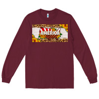 Burgundy america map sunflower license plate Long Sleeve Tee - HRA Design Shop