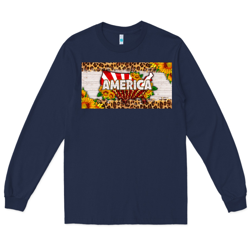 America Map Sunflower License Plate Long Sleeve Tee by HRA Design Shop | Teevron