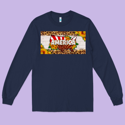 America Map Sunflower License Plate Long Sleeve Tee Designed By Hra Design Shop