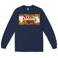 Navy america map sunflower license plate Long Sleeve Tee - HRA Design Shop