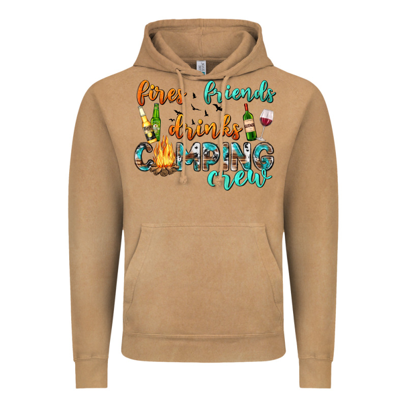 Fires Friends Drinks Camping Crew Vintage Hoodie by texasbilliewilder | Teevron
