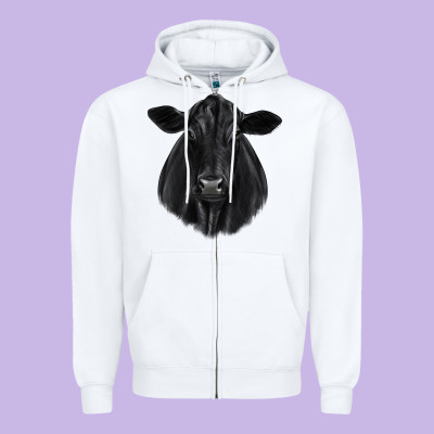 Black Angus Zipper Hoodie Designed By Jahusdesignshop
