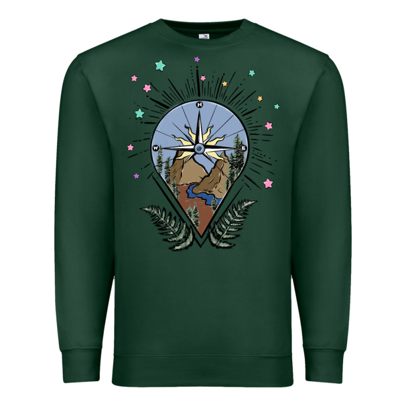 Compass With Mountain Premium Sweatshirt by MaliasSmallBusiness | Teevron