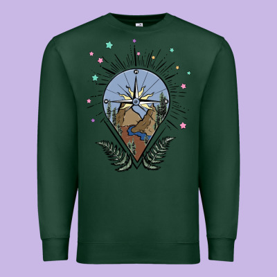 Compass With Mountain Premium Sweatshirt Designed By Maliassmallbusiness