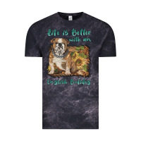 Cloud Black life is better with a english bulldog Vintage Tee - BarkalooDesign