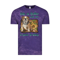 Cloud Purple life is better with a english bulldog Vintage Tee - BarkalooDesign