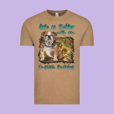 Life Is Better With A English Bulldog Vintage Tee Designed By Barkaloodesign