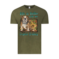 Vintage Olive life is better with a english bulldog Vintage Tee - BarkalooDesign