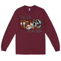 Burgundy for the love of the coffe Long Sleeve Tee - CowhideDigitalArt