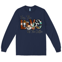 Navy for the love of the coffe Long Sleeve Tee - CowhideDigitalArt