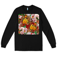 Black christmas pig  tartan with  hay and christmas ligh Long Sleeve Tee - FaDigitalArtStudio