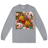 Heather Grey christmas pig  tartan with  hay and christmas ligh Long Sleeve Tee - FaDigitalArtStudio