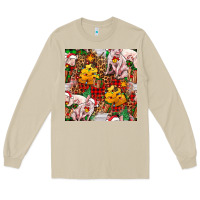 Mushroom christmas pig  tartan with  hay and christmas ligh Long Sleeve Tee - FaDigitalArtStudio
