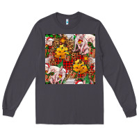 Smoke christmas pig  tartan with  hay and christmas ligh Long Sleeve Tee - FaDigitalArtStudio