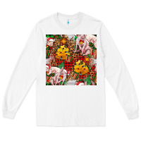 White christmas pig  tartan with  hay and christmas ligh Long Sleeve Tee - FaDigitalArtStudio