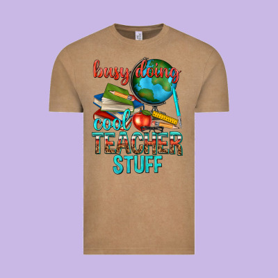 Busy Doing Cool Teacher Stuff Vintage Tee Designed By Texasbilliewilder