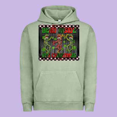Dead Inside But It's Christmas Dancing Skeletons Urban Hoodie Designed By Barkaloodesign